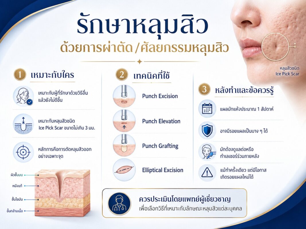 รักษาหลุมสิวด้วยการผ่าตัด/ศัลยกรรมหลุมสิว