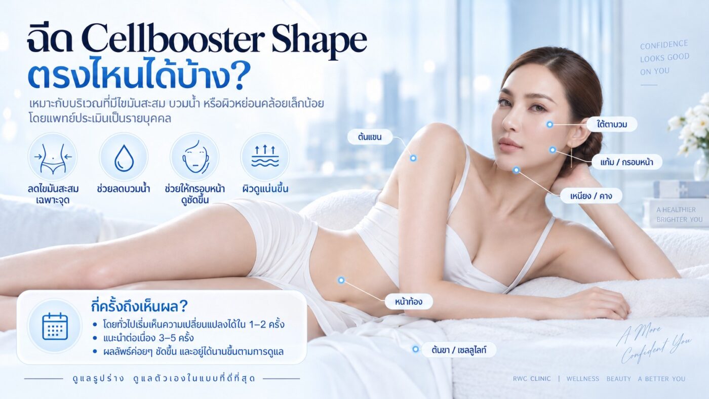 ฉีด Cellbooster Shape ตรงไหนได้บ้าง กี่ครั้งถึงเห็นผล?